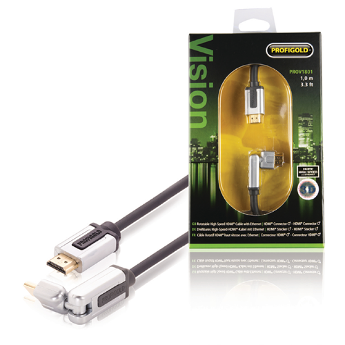 Cavo HDMI Alta Velocità con Ethernet Connettore HDMI - Connettore HDMI Ruotabile 1.00 m Nero