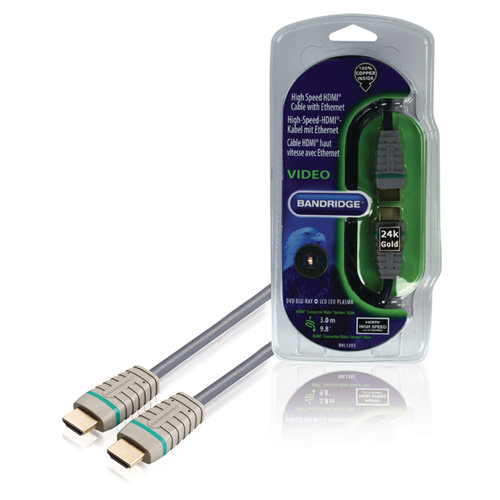 Cable de alta velocidad HDMI con HDMI Enhonrnet - Conector HDMI 3.00 m azul
