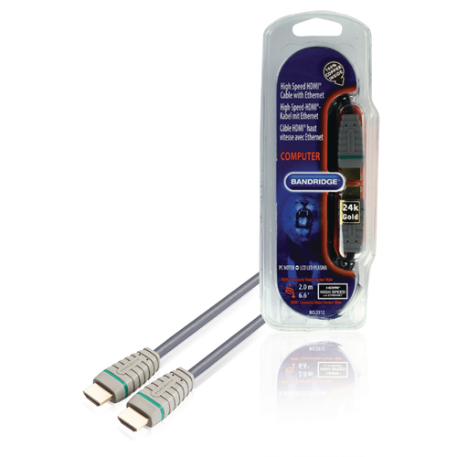 Câble HDMI haute vitesse avec connecteur Ethernet HDMI - Connecteur HDMI 2,00 m bleu