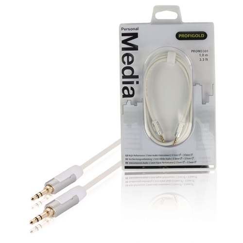 Câble mâle mâle stéréo 3,5 mm - 3,5 mm 1,00 m blanc mâle