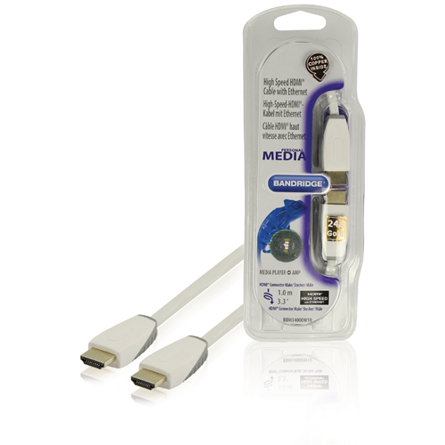 Cable de alta velocidad HDMI con el conector HDMI HDMI Engnet - Conector HDMI 1.00 m blanco