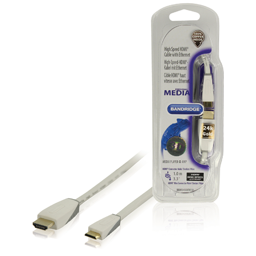Cable de alta velocidad HDMI con HDMI - HDMI Mini Male 1.00 M White Etthernet Conector