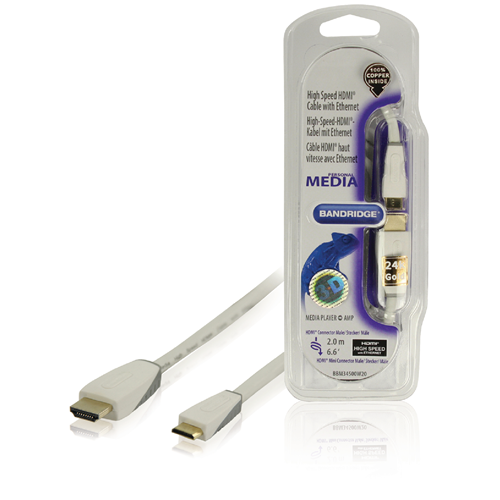 HDMI High Speed ??cable with HDMI - HDMI MINI MALE 2.00 m white Etthernet Connector