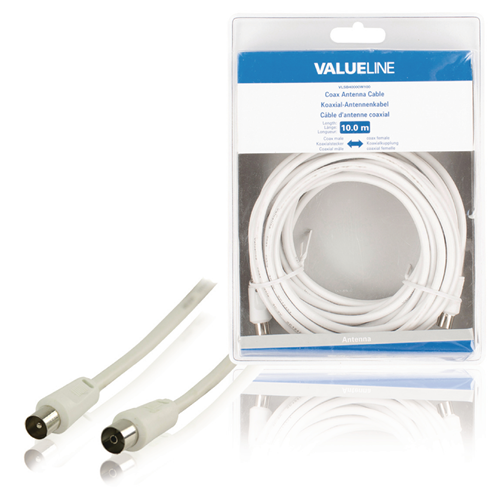 Male coaxial coaxial cable - Female coax (IEC) straight 10.0 m white