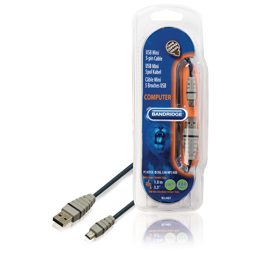 USB 2.0 USB -Kabel - Mini 5 - männliche runde 1,00 m blau
