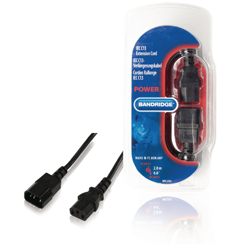 IEC-320-C14-IEC-320-C13 2.00 m Prolongo negro