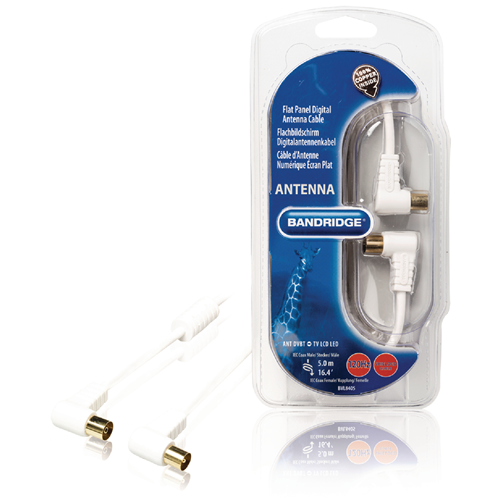 Cable coaxial 120 dB en la esquina coaxial masculina - femenina coaxante (IEC) 5.00 m blanco
