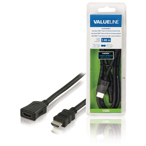 Cable de alta velocidad HDMI con HDMI - HDMI HEMBRA 1.00 M ETHONRNET NEGRA