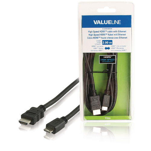 Cavo HDMI High Speed con Ethernet Connettore HDMI - HDMI Mini Maschio 2.00 m Nero