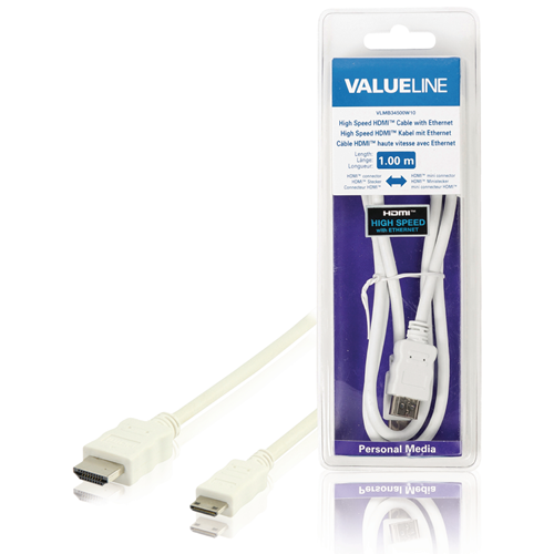 HDMI Câble haute vitesse avec HDMI - HDMI Mini Male Male 1,00 M White Etthernet Connecteur