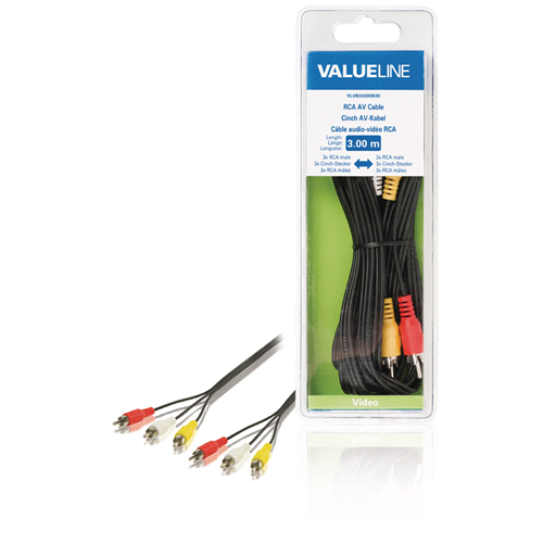 Cavo Componente Video 3x RCA Maschio - 3x RCA Maschio 3.00 m Nero