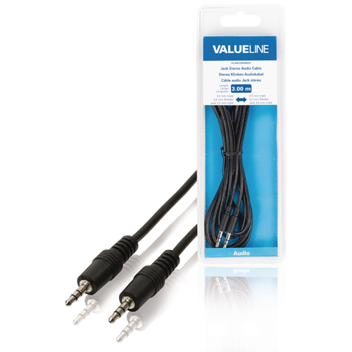 Estereo de audio de cable macho de 3.5 mm - 3.5 mm 3.00 m negro macho