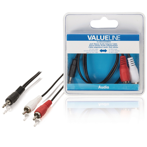 Cable de audio masculino de 3.5 mm Estereo - 2x Male RCA 0.50 m Negro