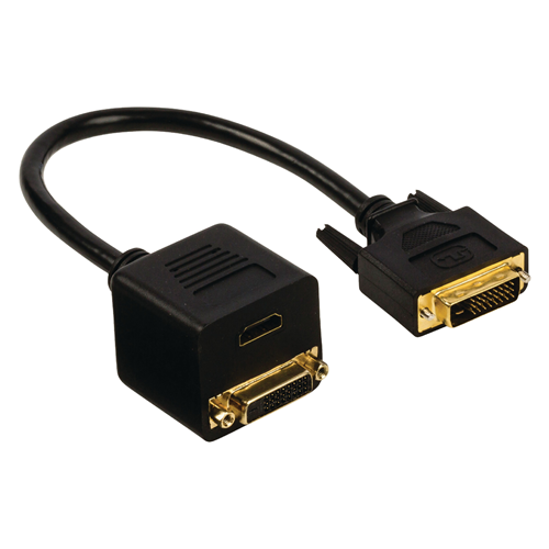 DVI-D 24 + 1-Pin male DVI-D cable-DVI-D 24 + 1p Female + HDMI OUTPUT 0.20 m Black
