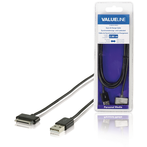 Synchronisation et charge de charge Apple 30 -pin - USB Un homme 2,00 m noir