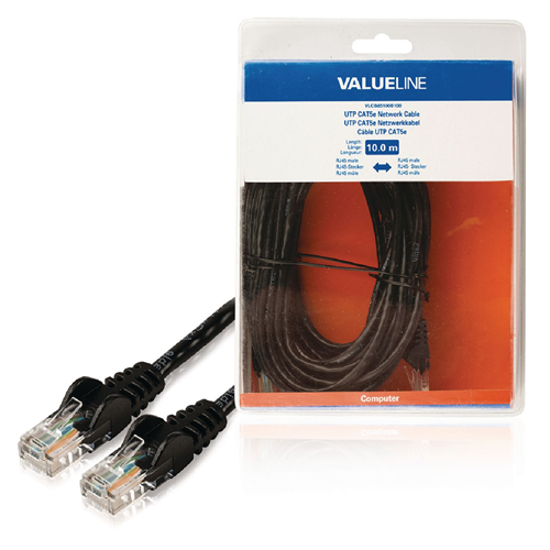 CABLE CAT5E DEL UTP RJ45 (8P8C) MASCULAR - RJ45 (8P8C) Red masculina 10.0 m Negro