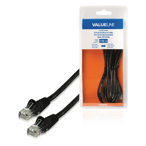 Cat5e cable of the UTP RJ45 (8P8C) male - rj45 (8p8c) male 2.00 m black
