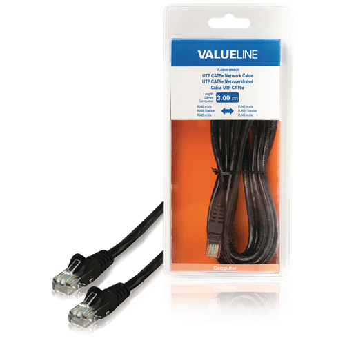 Câble Cat5e de l'UTP RJ45 (8p8c) Mâle - RJ45 (8p8c) Réseau masculin 3,00 m noir
