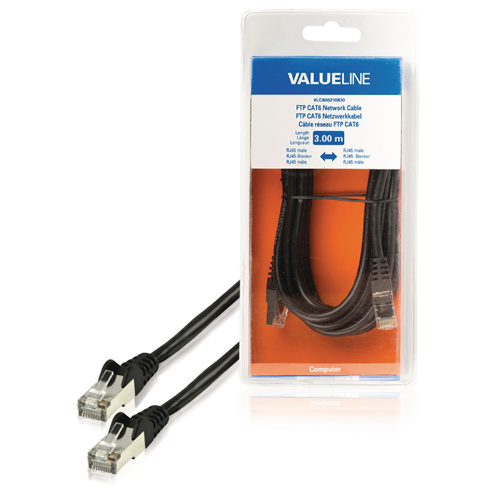 CAT6 F / UTP Cable RJ45 Red (8p8c) Masculino - RJ45 (8p8c) Macho 3.00 m negro
