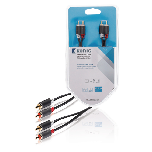 Stereo Cavo Audio 2x RCA Maschio - 2x RCA Maschio 10.0 m Antracite