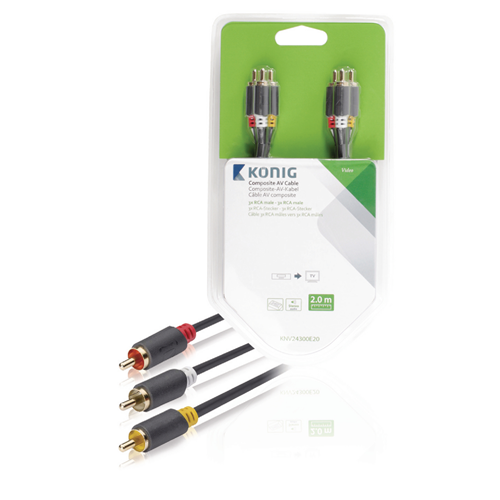 Cavo Componente Video 3x RCA Maschio - 3x RCA Maschio 2.00 m Antracite