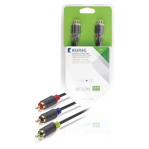 Männlicher 3x RCA -Videokomponentenkabel - 3x Männlich 2 m Anthrazit