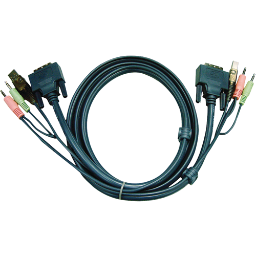 KVM DVI-D 18+1p macho macho / 2x macho 3.5 mm-dvi-d 18+1p macho macho / 2x macho de 3.5 mm 5.0 m