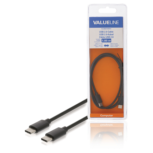 USB 2.0 USB-C Male-USB-C Männlich 1,00 m schwarz