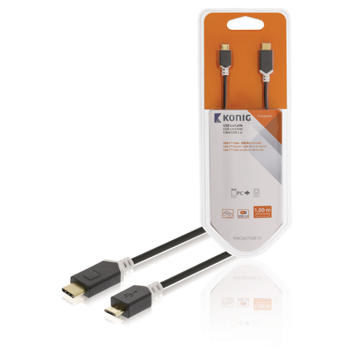 Cavo USB 2.0 USB-C Maschio - USB Micro-B 1.00 m Antracite
