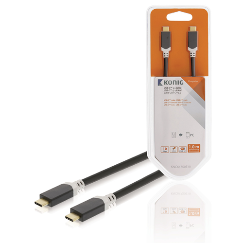 USB 3.1 männlicher USB-C-Kabel-USB-C-männlicher 1,00 m Anthrazit Gen 2 (10 Gbit / s)
