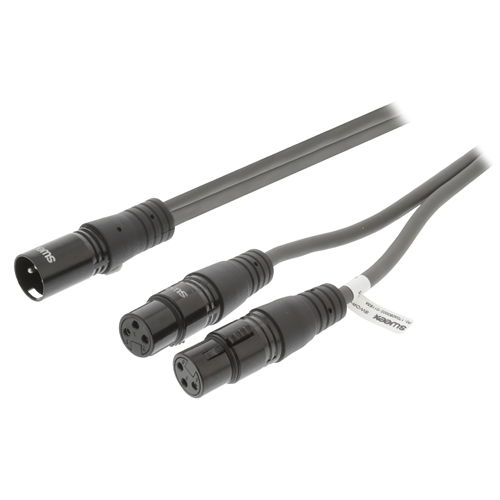 XLR Cavo Stereo XLR 3p (M) - 2x xLR 3-Pin Femmina 1.5 m Grigio Scuro
