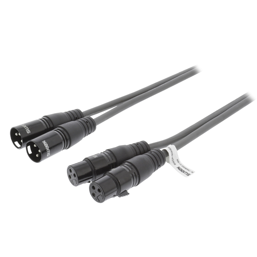 XLR Cavo Stereo 2x xLR 3-Pin Maschio - 2x xLR 3-Pin Femmina 0.50 m Grigio Scuro