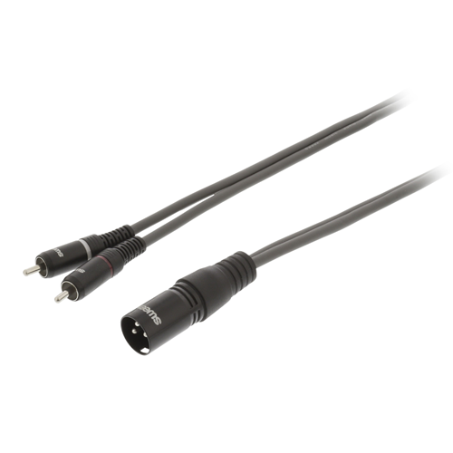 XLR stereo cable xlr 3p (m) - 2x rca male 3.0 m dark gray