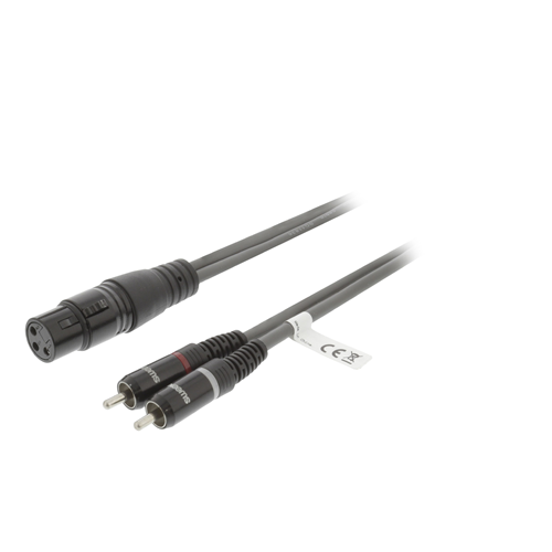 XLR Stereo -Kabel XLR 3p (f) - 2x RCA 1,5 m dunkelgrau