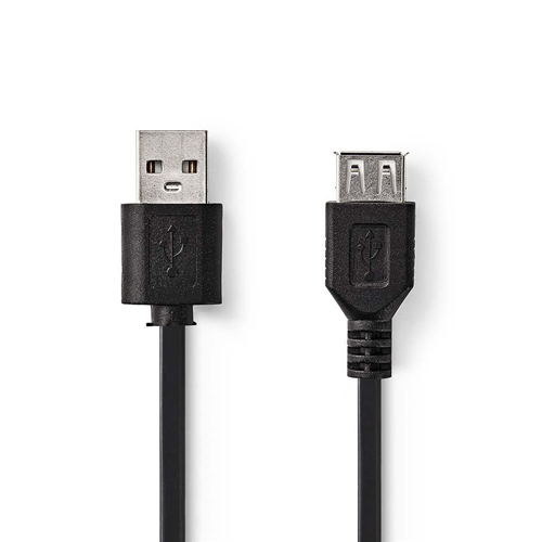 Câble USB 2.0 | Mâle - Une femme | 0,2 m | Noir