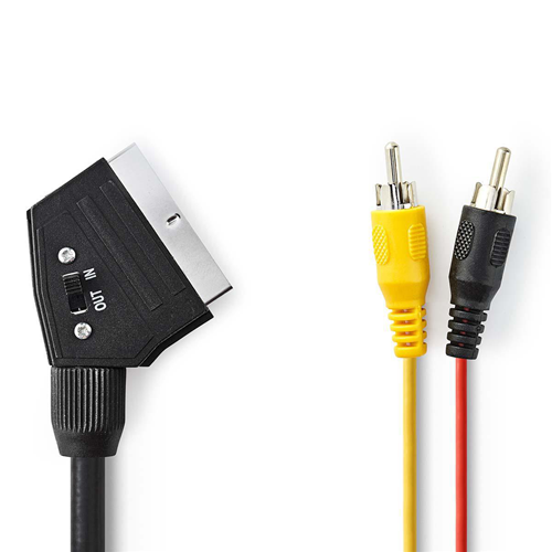 Commissionable scart cable | Male scart - 2x male RCA | 2.0 m | Black