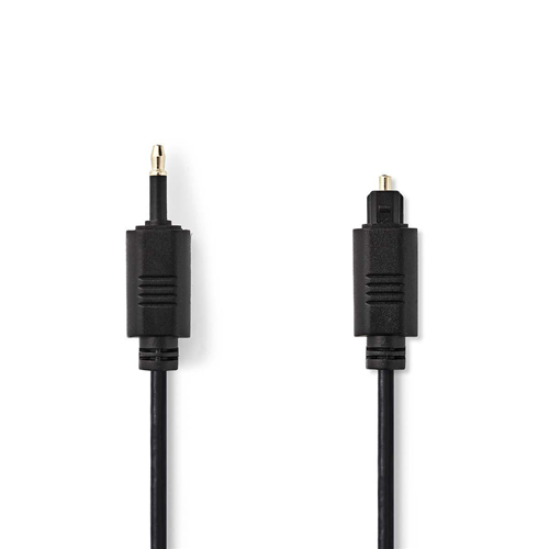 Optisches Audiokabel | Männlicher Toslink - 3,5 mm optisches männliches Kabel | 2,0 m | Schwarz