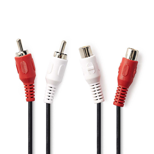 Cable de audio estéreo | 2x macho RCA - 2x femenino RCA | 5.0 m | Negro
