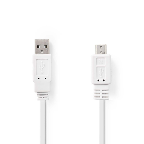 USB 2.0 flat cable | Male - Micro B Male | 1.0 m | White