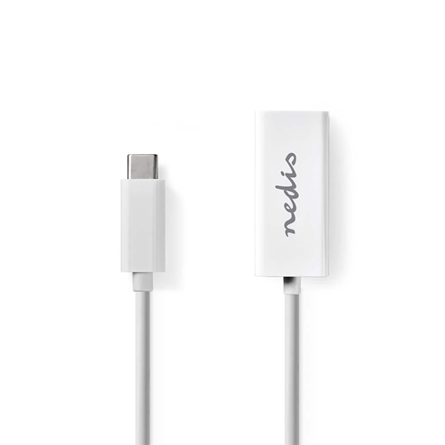 Type C USB adapter cable | Type C male - rj45 (8p8c) female | 0.2 m | White