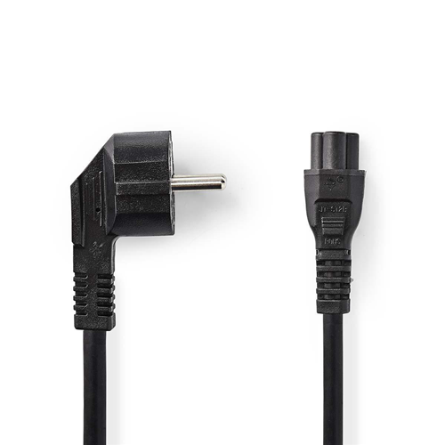 Stromkabel | Schuko angled male-ic-320-c5 | 2,0 m | Schwarz
