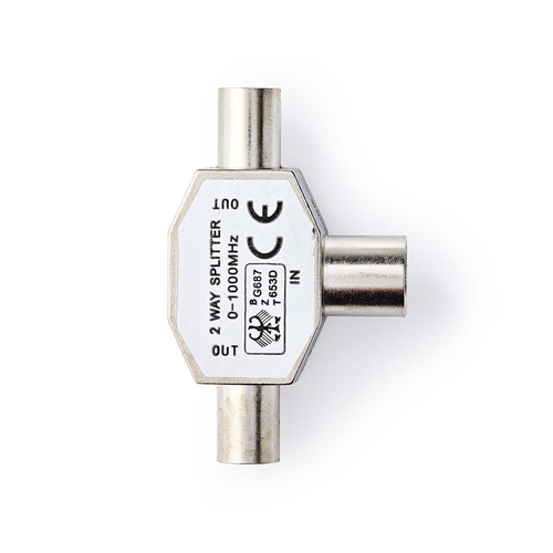 Koaxialsplitter | 2x IEC (koaxial) männlich - IEC (koaxial) weiblich | Metall