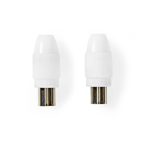 IEC (Coaxial) connector | Male + female - straight | 2 pieces | White