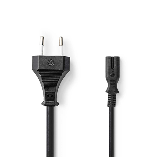 Power cable | Euro plug-IEC-320-C7 | 0.5 m | Black