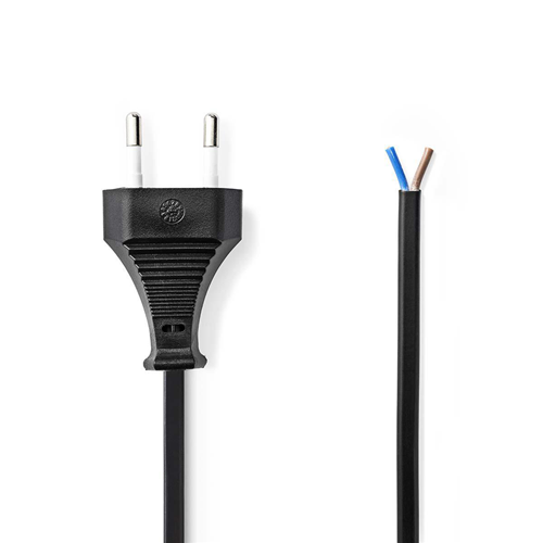 Power cable | Euro plug - Open cable termination | 2.0 m | Black
