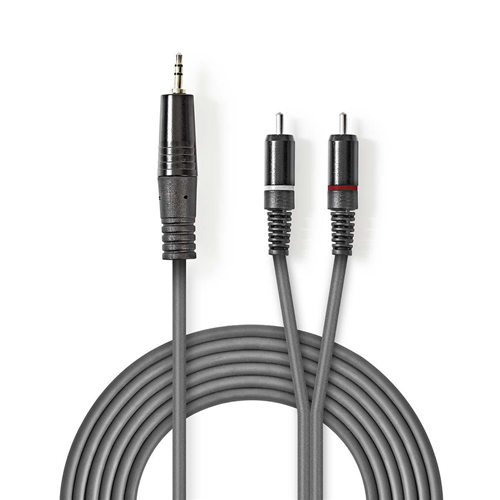 Stereo -Audiokabel | 3,5 mm männlich - 2x männliches RCA | 1,5 m | Grau