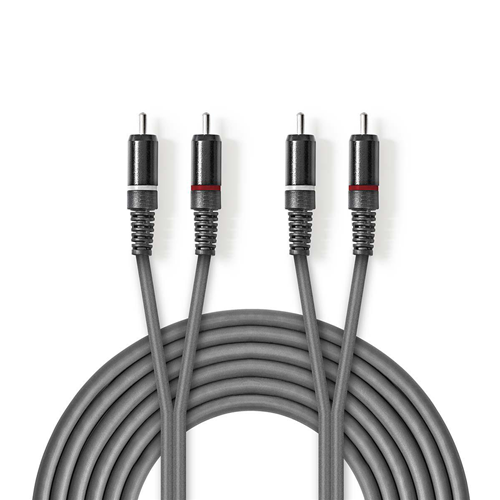 Stereo audio cable | 2x Male RCA - 2x Male RCA | 1.5 m | Grey