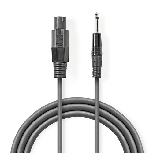 Cable de altavoz de 1.5 mm² | Altavoz de 2 pines - 6.35 mm hombre | 5.0 m | Gris
