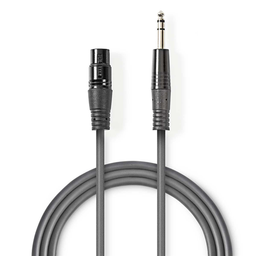 Câble audio XLR équilibré | 3 -pin xlr femelle - 6,35 mm mâle | 1,5 m | Gris