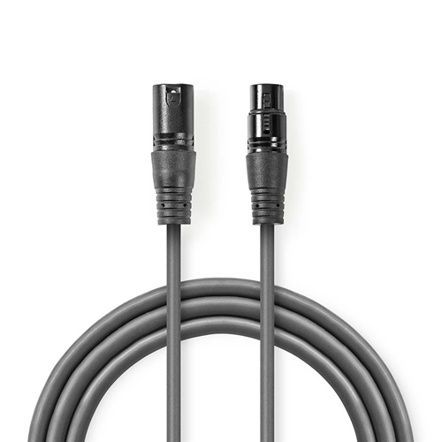 Cavo Audio XLR Bilanciato | Maschio a 3 Pin XLR - Femmina a 3 Pin XLR | 20 m | Grigio